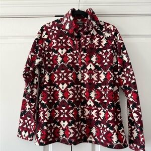 Eddie Bauer Red, Black & White Aztec Fleece Quarter-Zip Jacket
